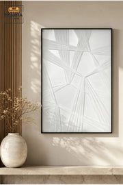 Minimalist White Textured Geometric Wall Art Ð Modern Abstract Framed Canvas for Living Room, Bedroom & Office DŽcor