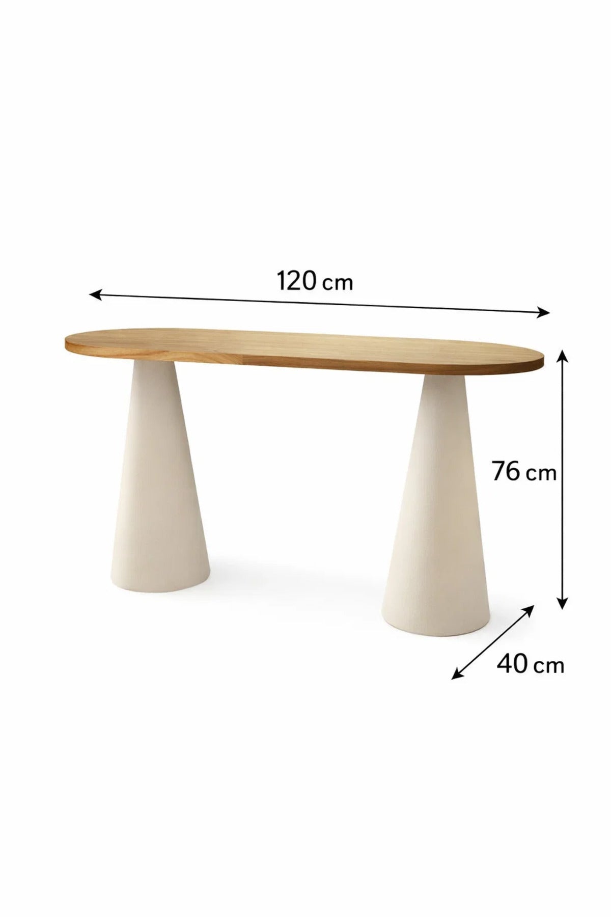 Elegant Oval Wood Console Table with Beige Conical Legs for Modern Home Entryway Decor 47in
