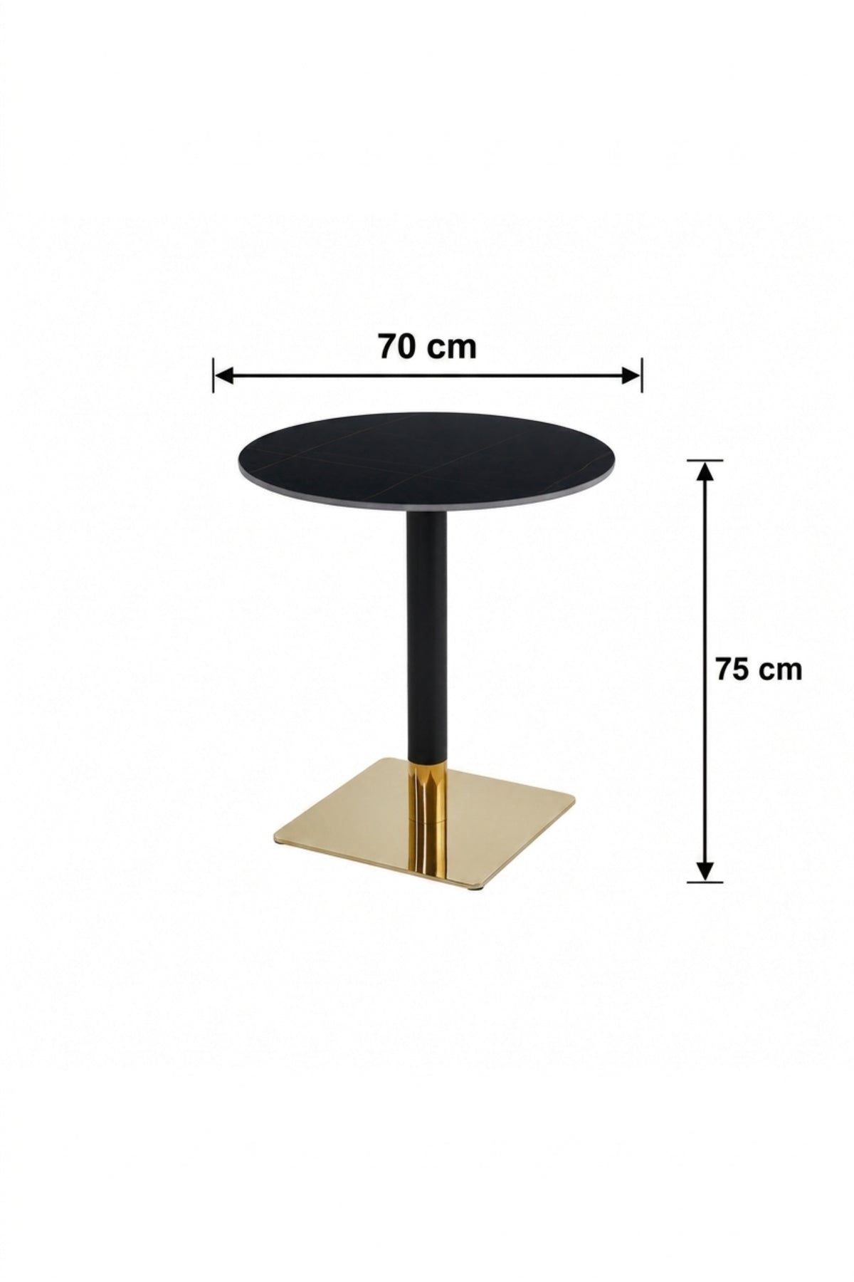 Modern Round Cafe Table with Gold Pedestal Base for Dining Room Bistro Furniture