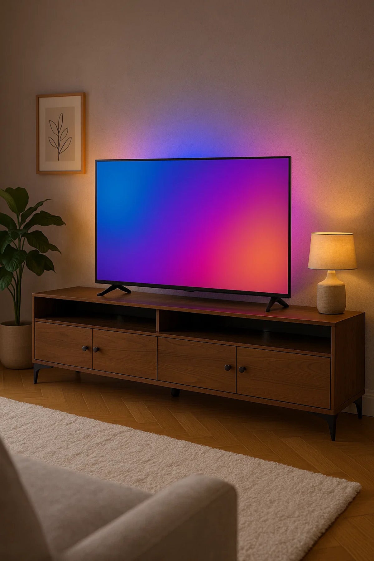 Modern Dark Brown TV Stand with 4 Cabinets and Open Shelves Ð 180x40x50 cm Wooden Entertainment Unit