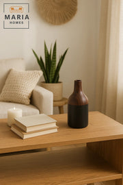 Two-Tone Ceramic Vase in Brown and Black Ð Modern Bottle Shape