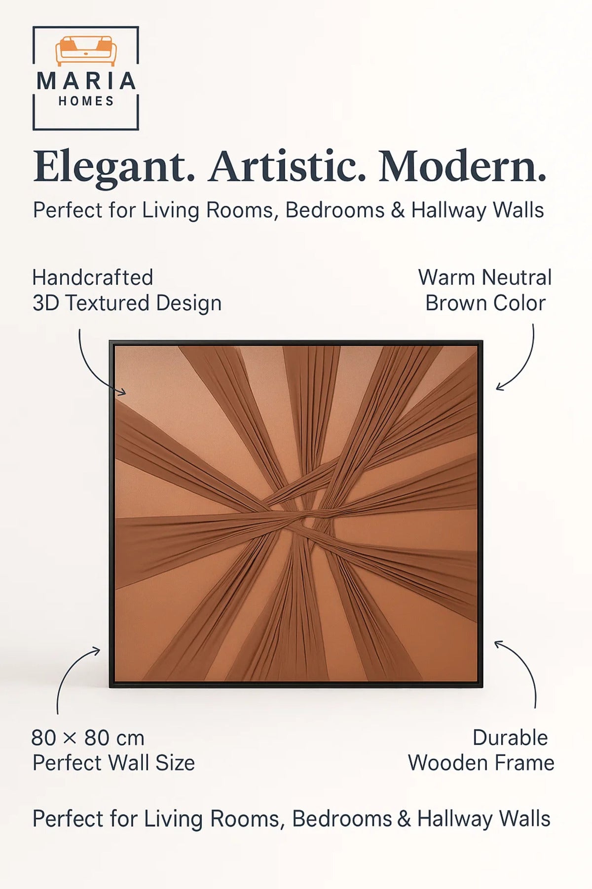 Brown Textured Abstract Wall Art – Modern Minimalist Decor for Living Room, Bedroom & Office 80*80cm