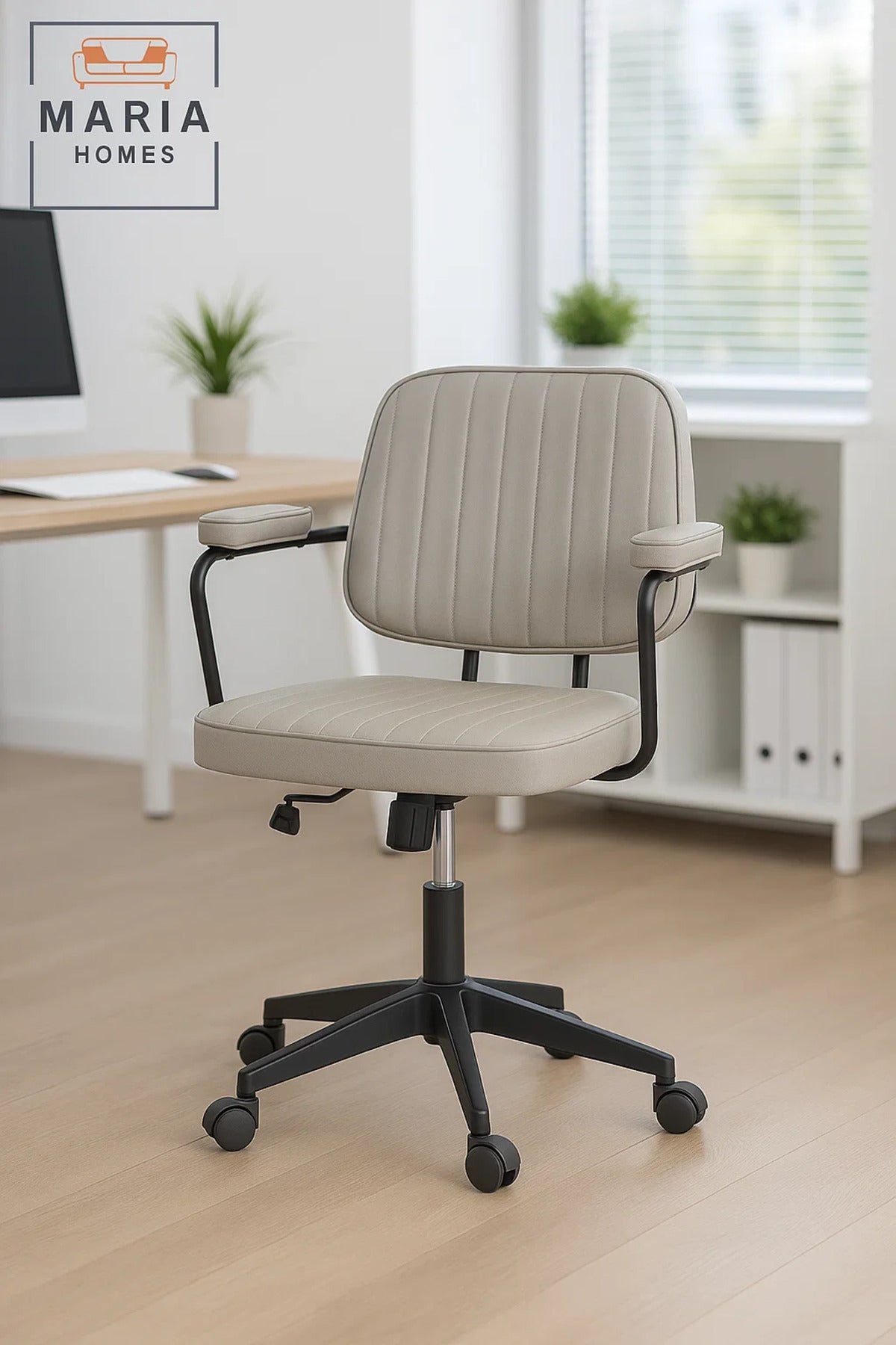 Compact Gray Office Chair with Cushioned Seat Height Ð Study or Home Office