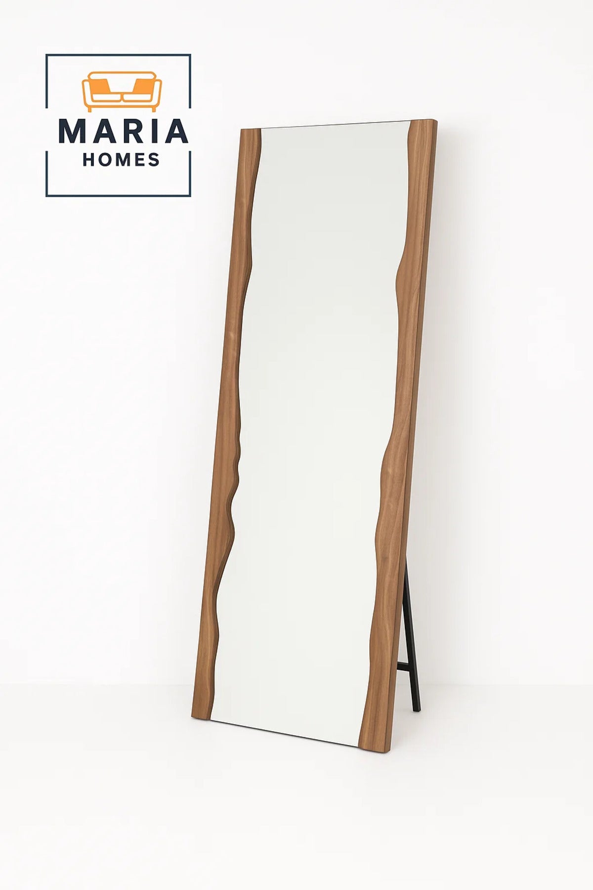 Wavy Edge Full-Length Mirror with Natural Wood Side Frame-size170*60 CM