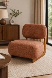 Modern Upholstered Accent Chair with Wooden Frame & Padded Backrest | Contemporary Armless Lounge Chair for Living Room, Bedroom, Hotel & Reception