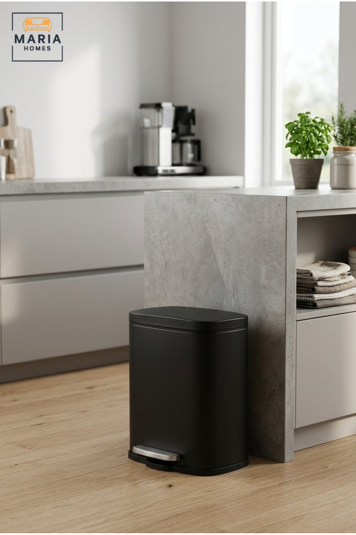 Compact Rectangular Pedal Trash Bin with Lid, Small Hands-Free Waste Container for Bathroom, Bedroom, Office, Vanity Area and Hotel