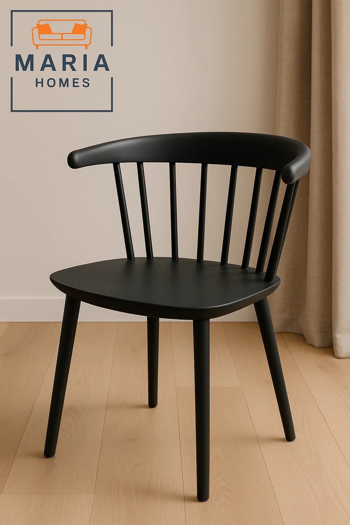 Modern Black Plastic Dining Chair with Curved Backrest Ð Minimalist Design