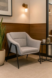 Light Grey Fabric Lounge Chair, Modern Armchair for Living Room, Bedroom, Entryway & Office Cabin
