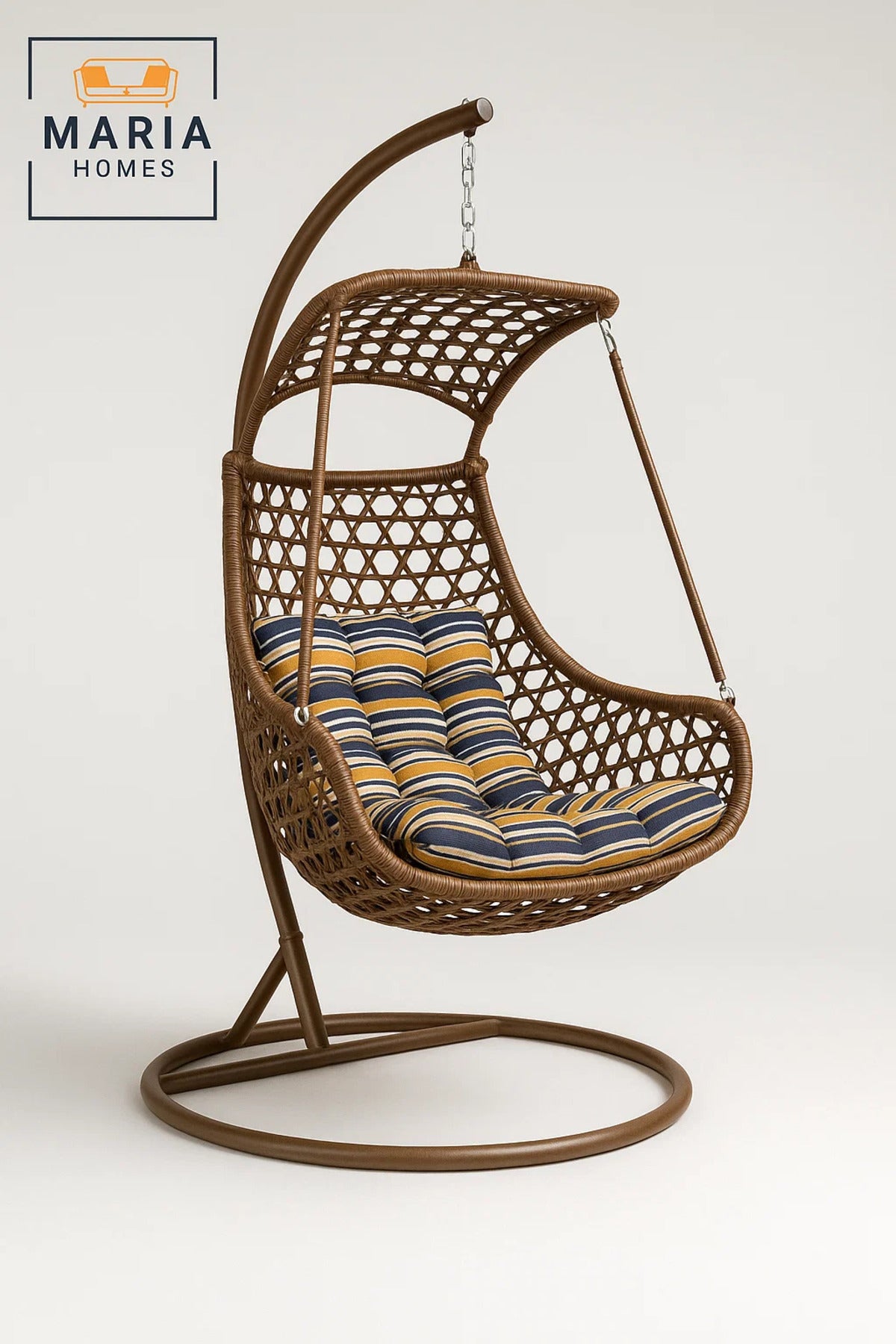 Rattan Hanging Swing Chair with Stand and Canopy for Indoor Outdoor Garden Patio Balcony