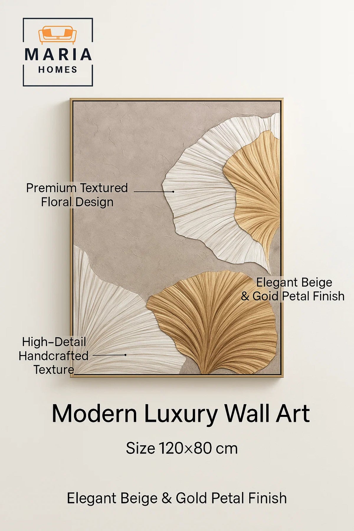 Modern 3D Wall Art √ê Large Floral Decorative Panel for Living Room 120_80 cm