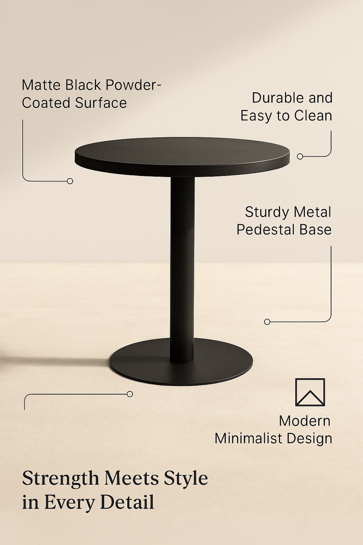 Round Metal Coffee Table Ð Black Modern Minimalist Table for Living Room or CafŽ