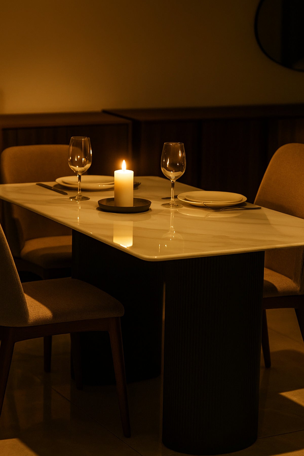 Luxury White Marble Dining Table with Black Base Ð 140_80 cm | Modern Rectangular Table for Home
