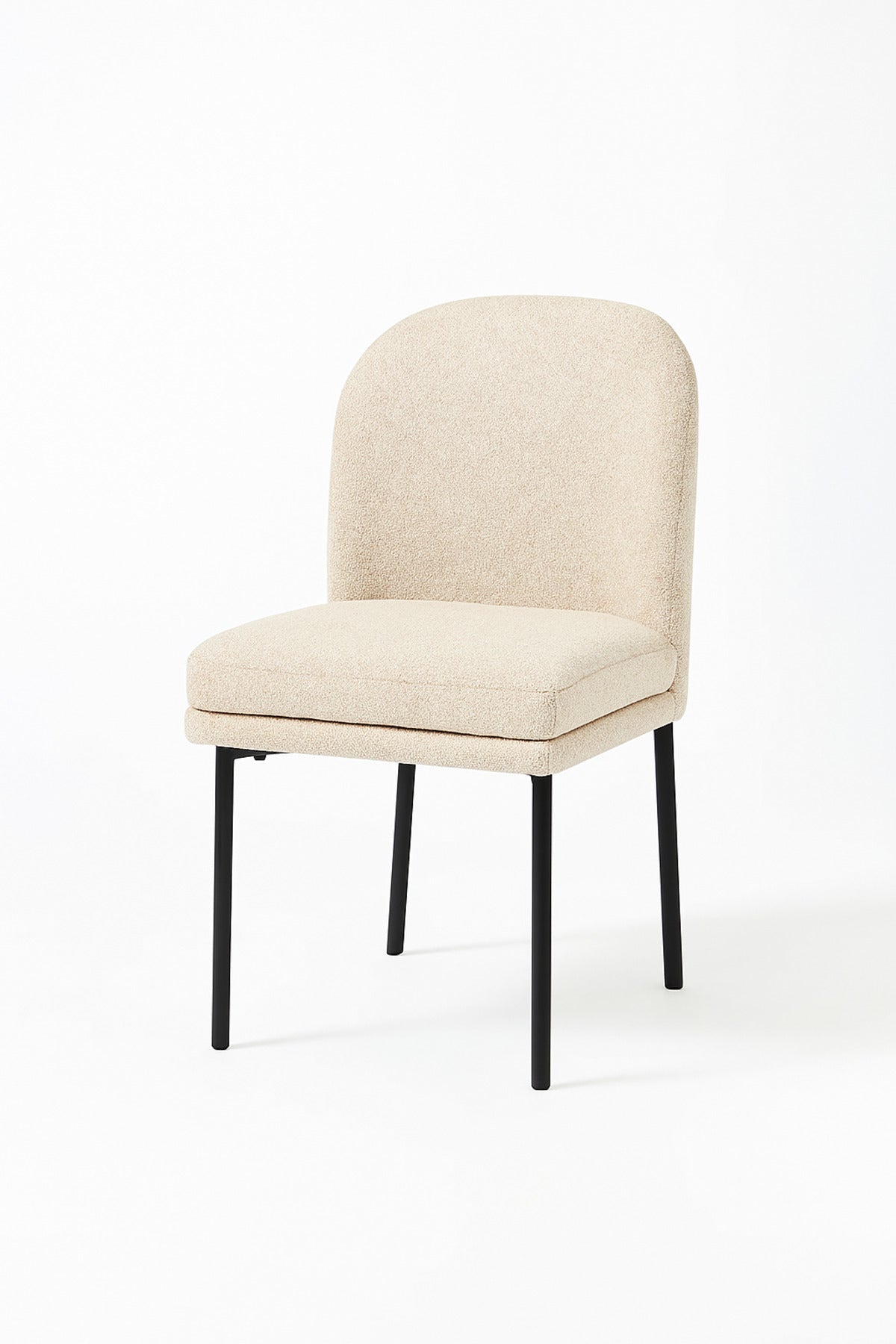 Beige Fabric Dining Chair Ð Modern Upholstered Chair with Black Metal Legs for Dining Room & Office