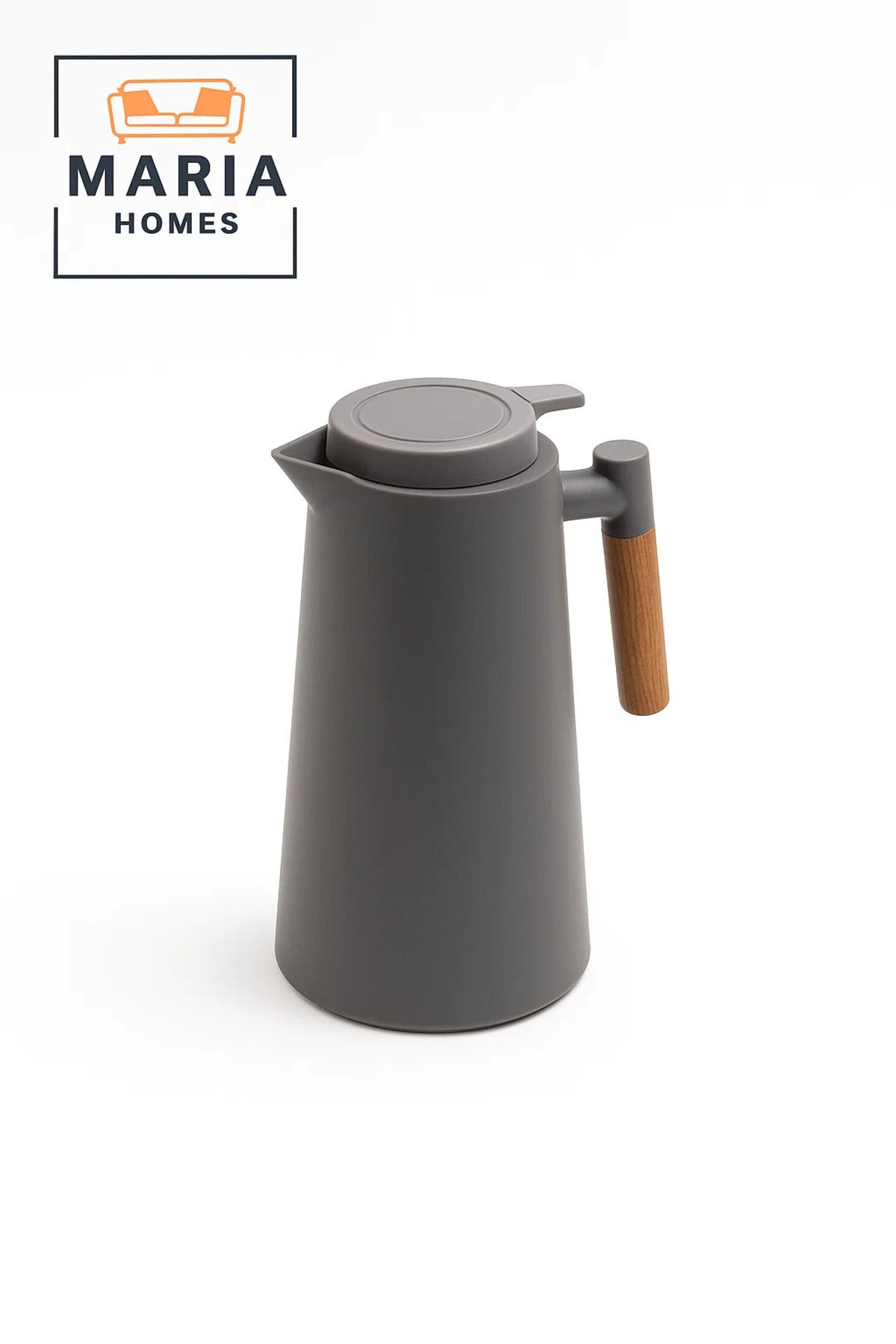 Matte Grey Insulated Thermal Jug with Wooden Handle