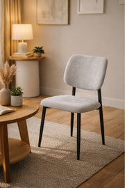 Elegant Light Grey Dining Chair with Black Metal Legs elegant light grey Kitchen