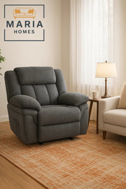 Plush Grey Manual Recliner Chair