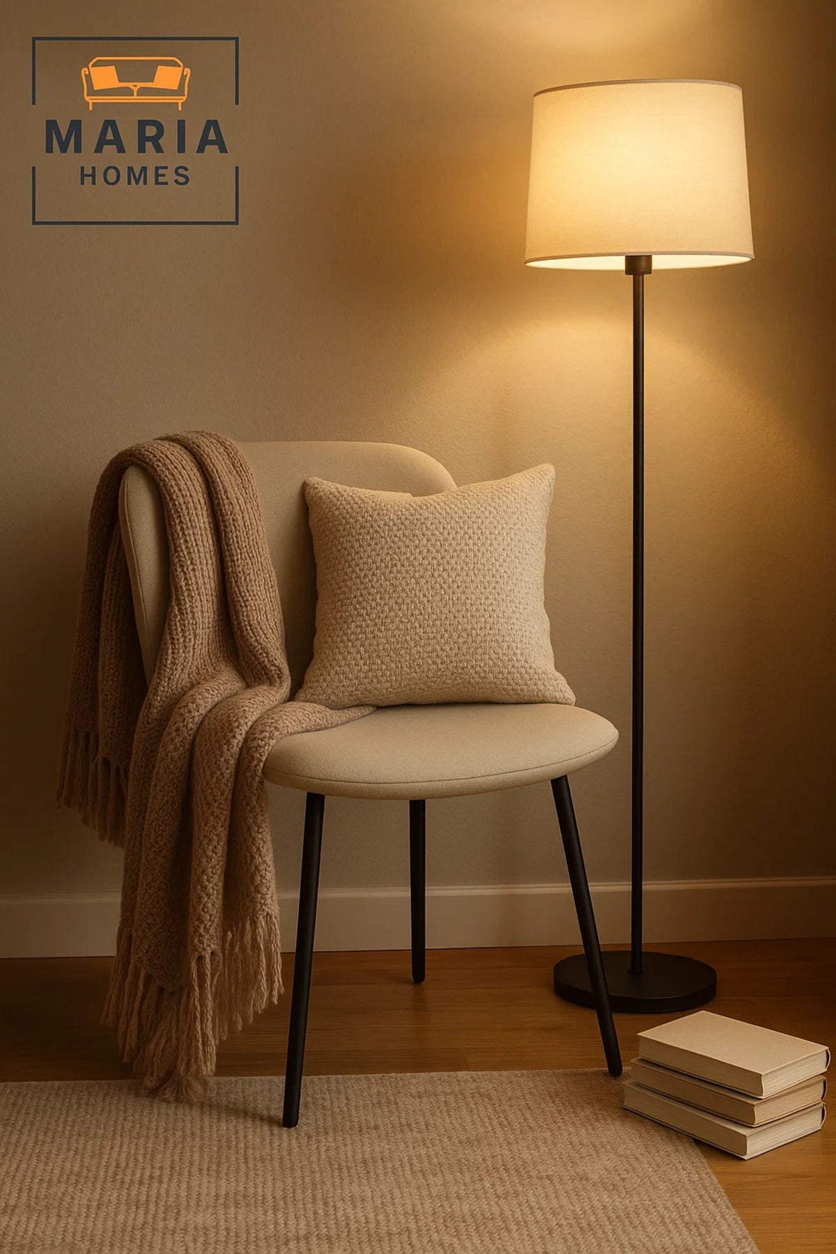 Cream Upholstered Dining Chair with Metal Legs