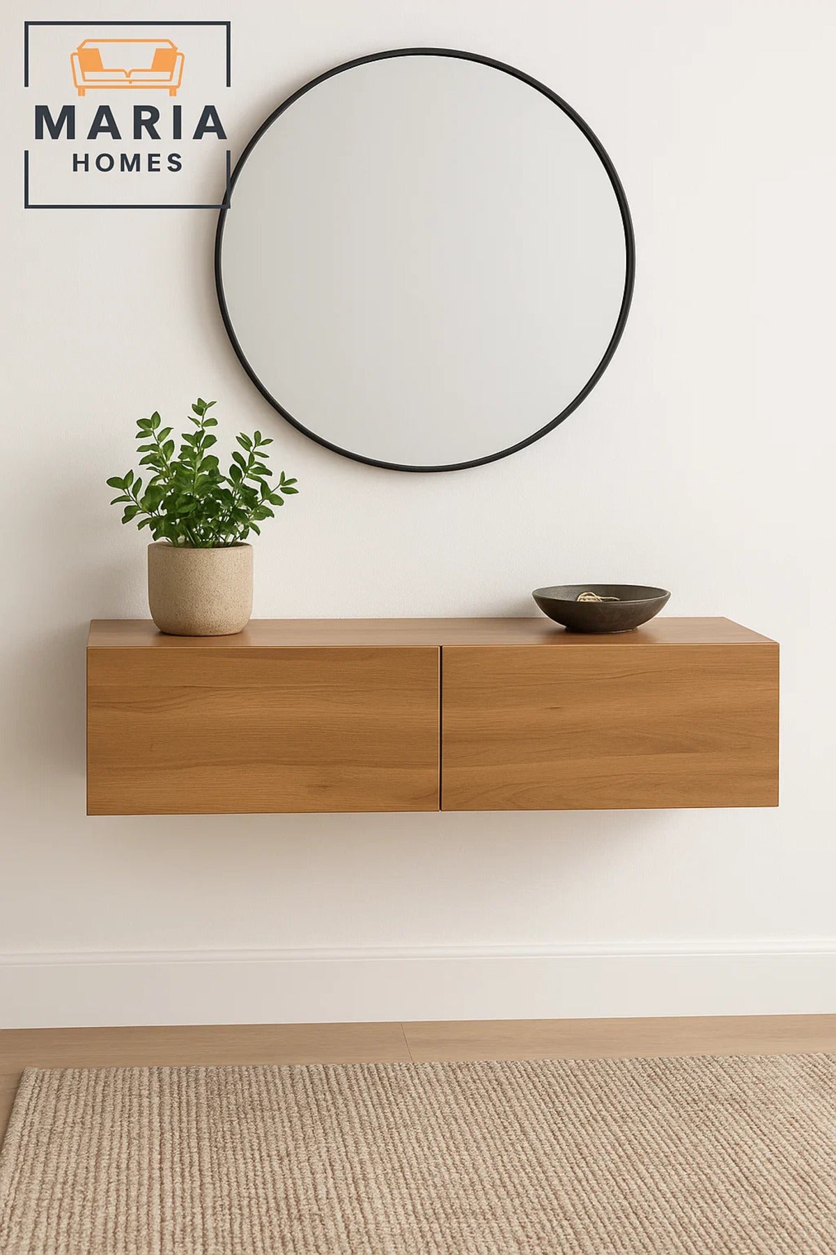 Wall-Mounted coffee console Cabinet Ð 120x40x30 cm, Brown Finish