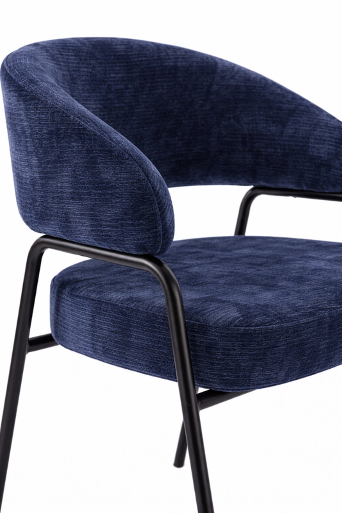 Stylish Blue Armchair with Black Metal Legs, 78x47x50 CM stylish blue armchair Dining