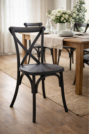 Dark Coffee Cross Back Wooden Dining Chair 42x43x87cm Caf≈Ω Restaurant dark coffee cross