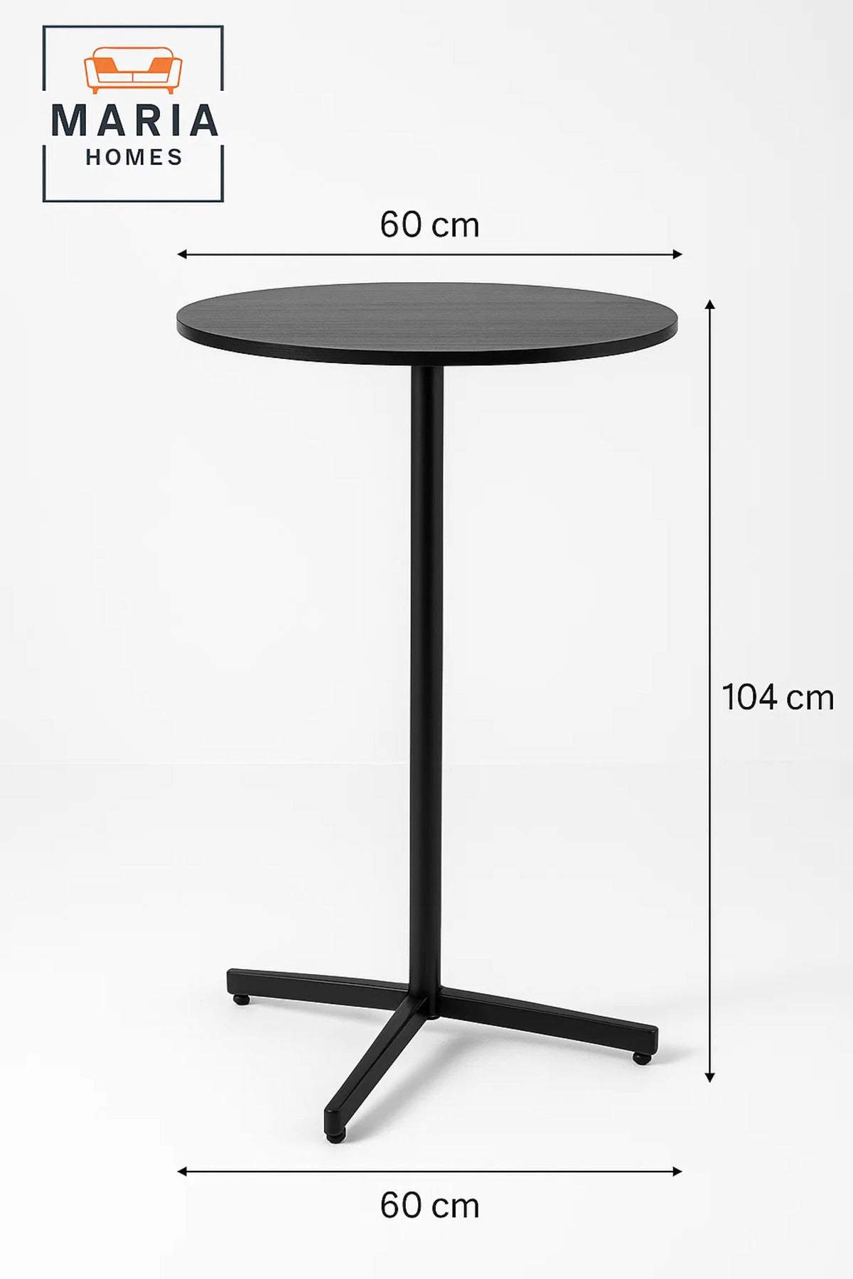Modern Black Round High Table 60_104 cm Ð Tall CafŽ Bar Table with Metal Base