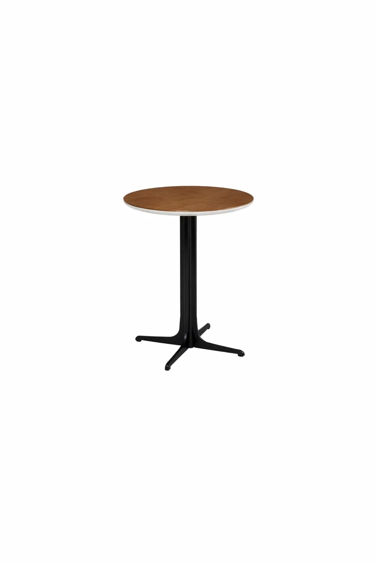 Modern Brown Round Coffee Table with Wooden Top and Metal Base for Living Room-size 45*45*55 cm