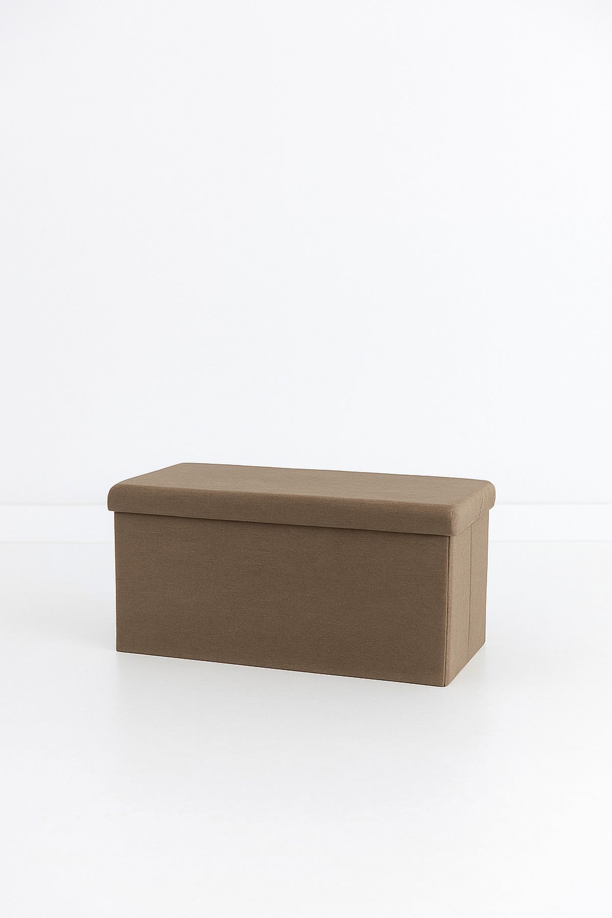 Brown Foldable Storage Ottoman Bench 76_38_38 cm Ð Fabric Seat with Hidden Storage Box