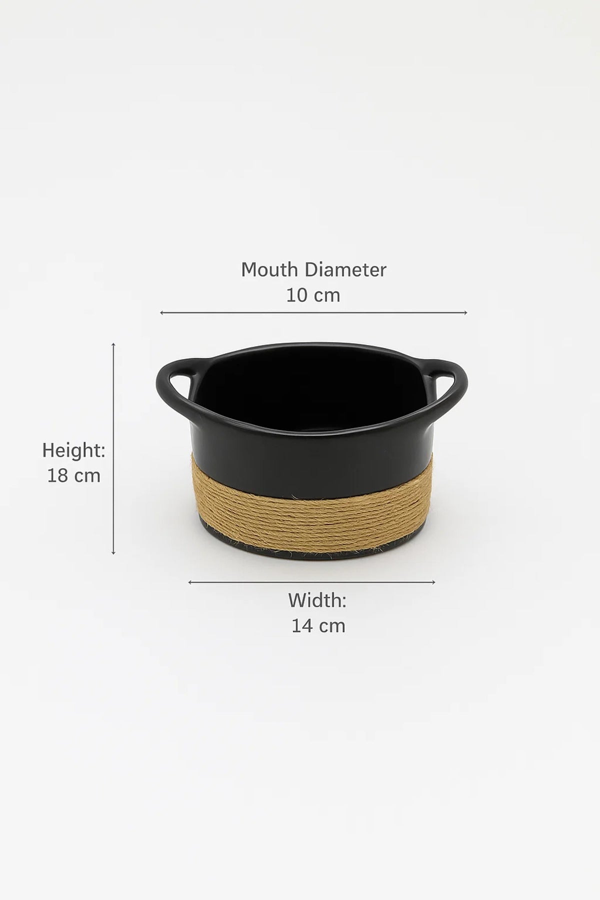 Black Ceramic Basket PlanterÐ Modern Decorative Pot with Rope Design for Home DŽcor