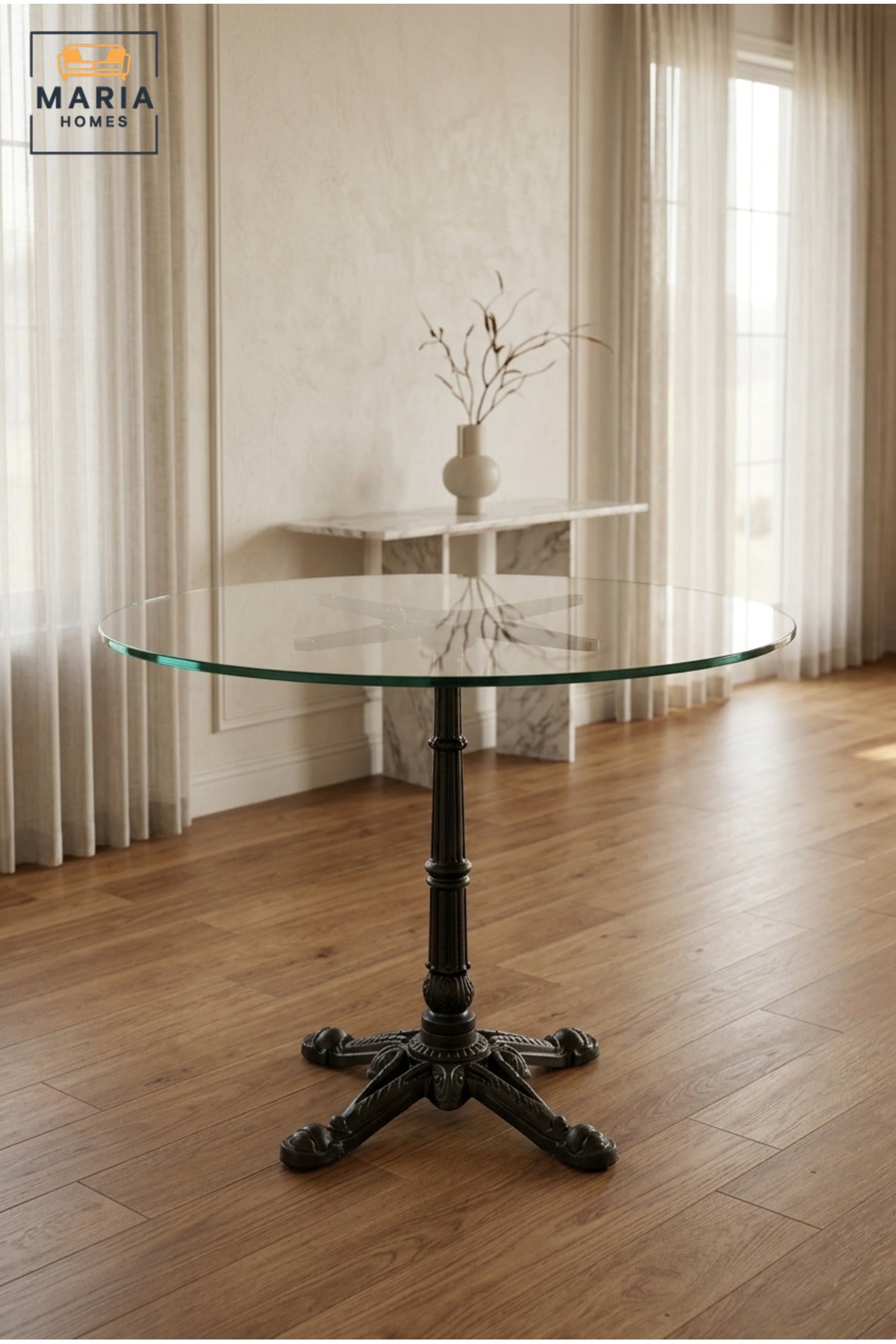70 cm Ornate Metal Pedestal Table Base with Four-Leg Support and Top Mounting Bracket, Decorative Stand for Café, Bistro and Restaurant Tables