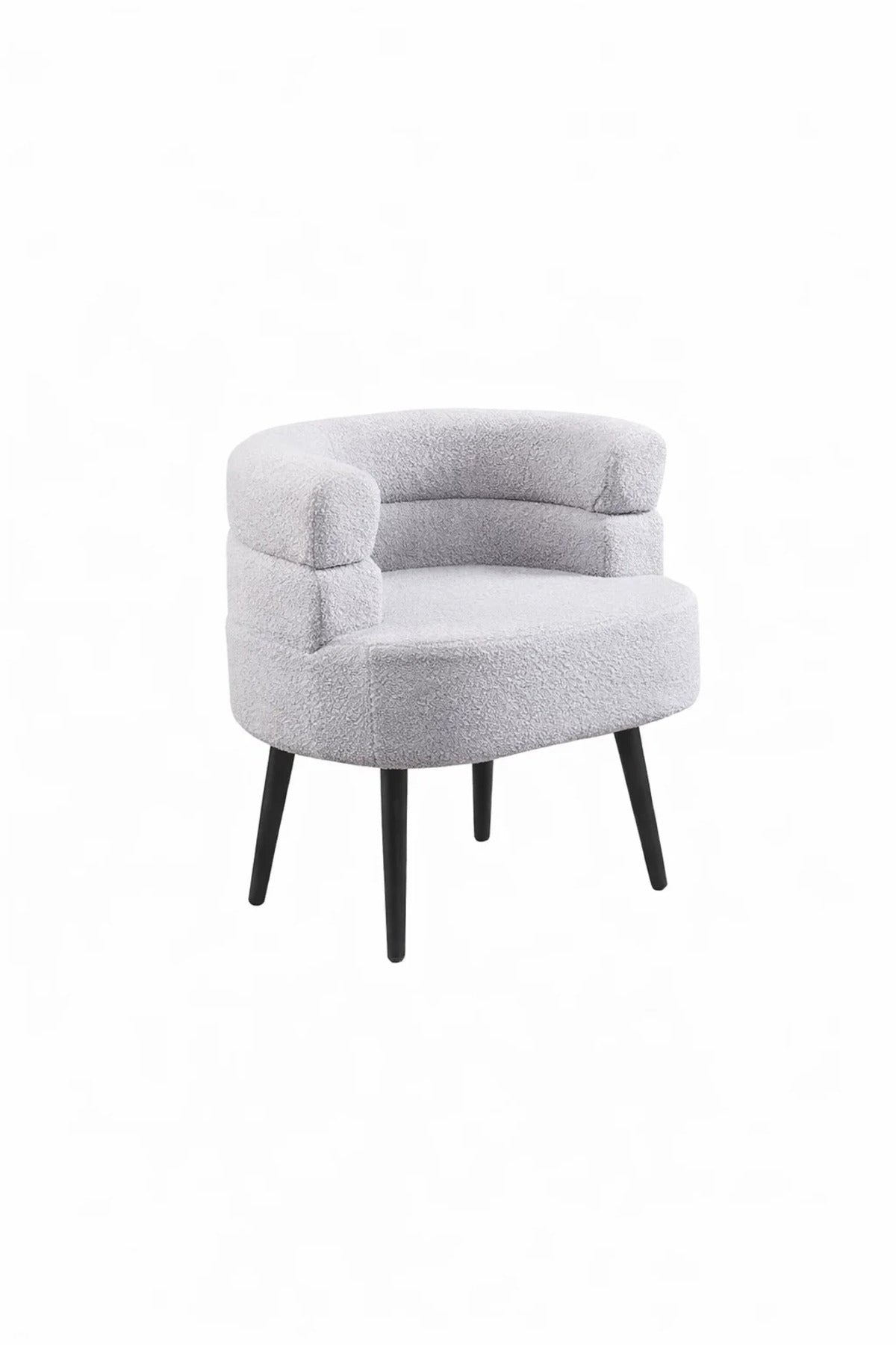 Premium Light Grey Boucle Fabric Armchair with Curved Back Design for Modern Home Living Room