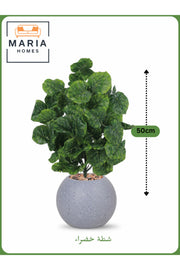 Artificial Green Shrub 50 cm Ð Small Decorative Plant with Gray Pot