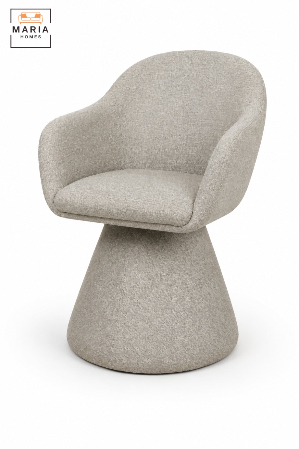 Modern 360° Swivel Dining Chair with Curved Backrest, Integrated Armrests & Pedestal Base | Contemporary Upholstered Chair for Dining Room & Kitchen