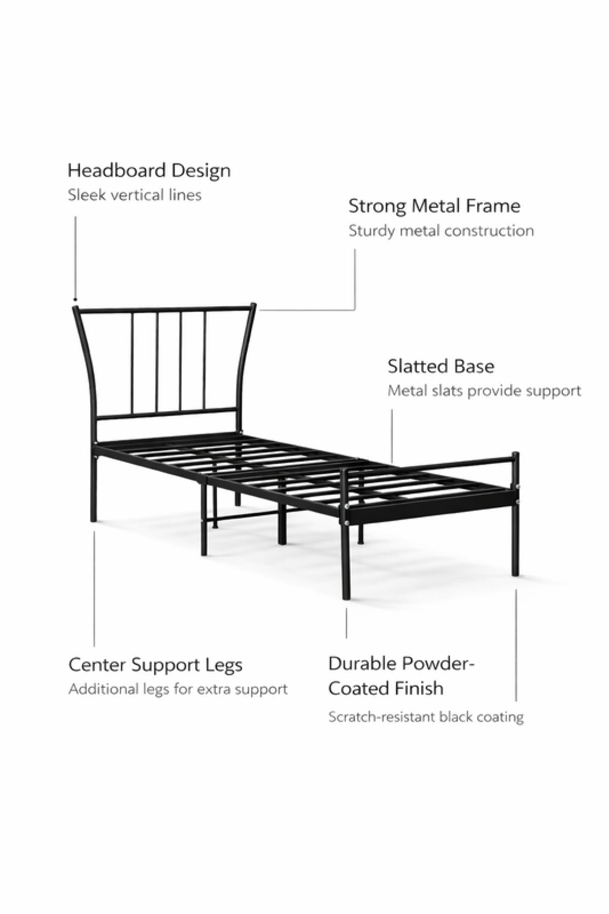 Black Metal Bed Frame with Modern Headboard black metal bed / Base