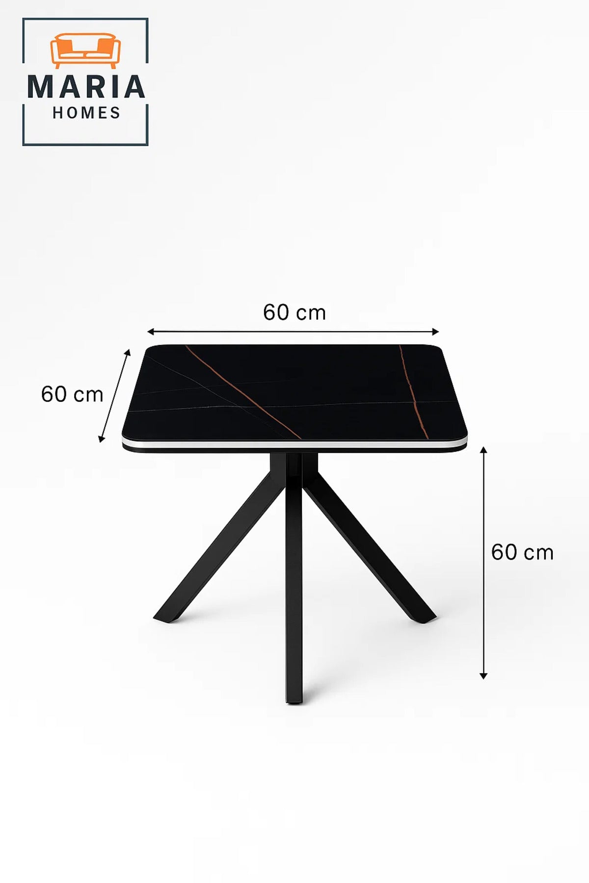 Square Black Dining Table √ê Modern Caf≈Ω, Restaurant, Office & Home Metal Furniture 60_60_60 cm