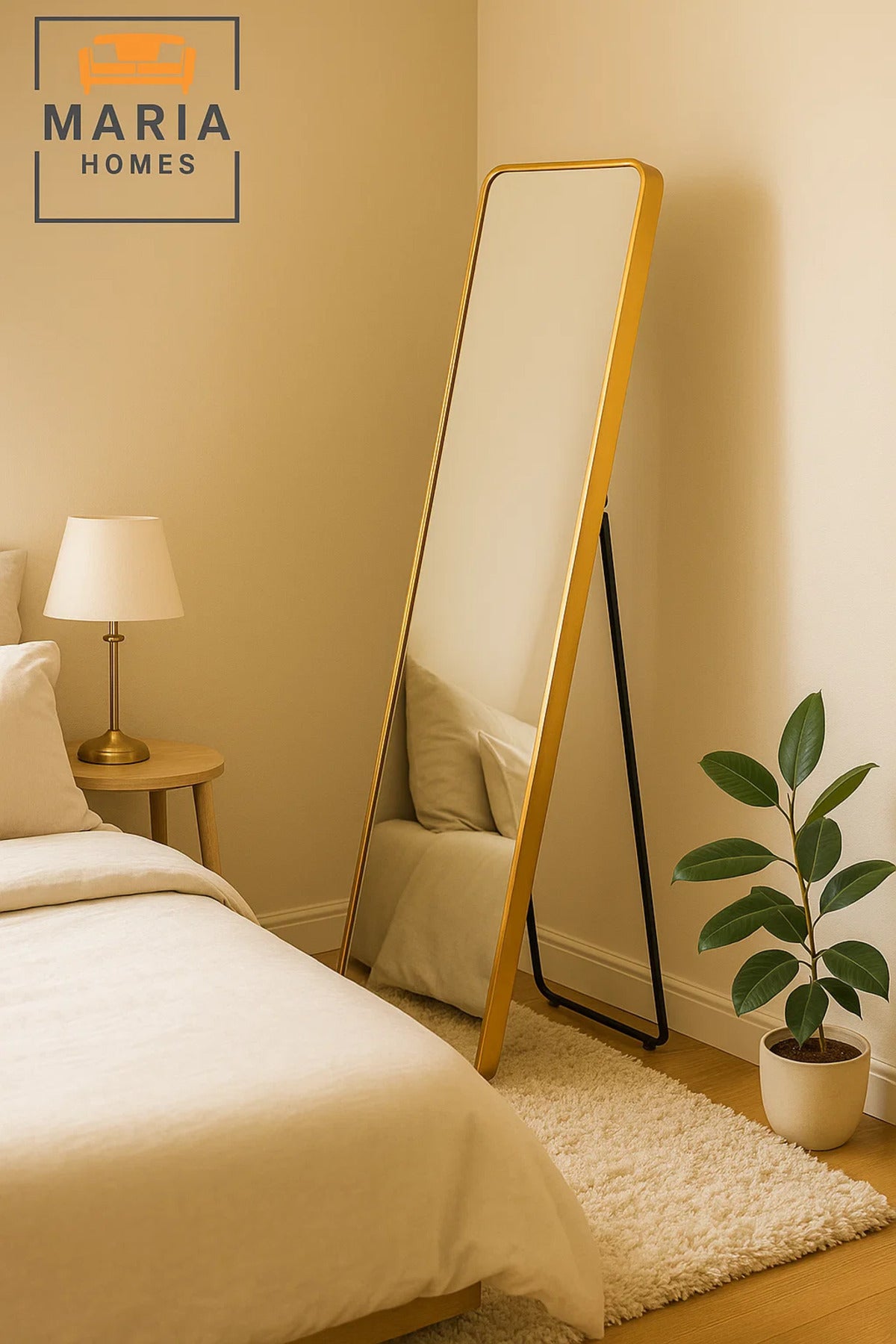 Golden Full-Length Standing Mirror Ð Sleek 160x40 cm Design for Modern Interiors