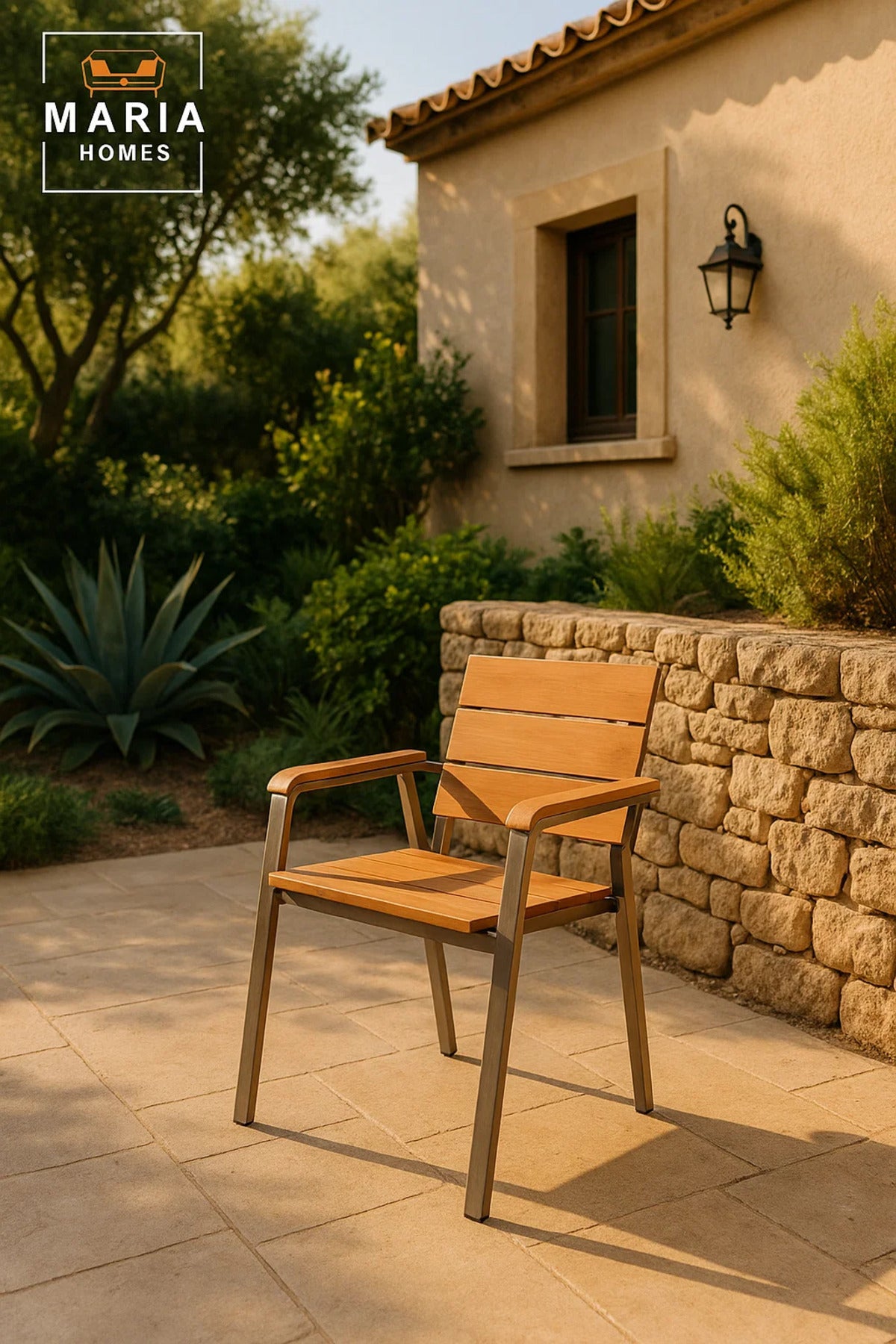 Wood Outdoor Dining Chair Aluminum Frame Patio Garden Balcony Caf≈Ω Furniture Comfortable