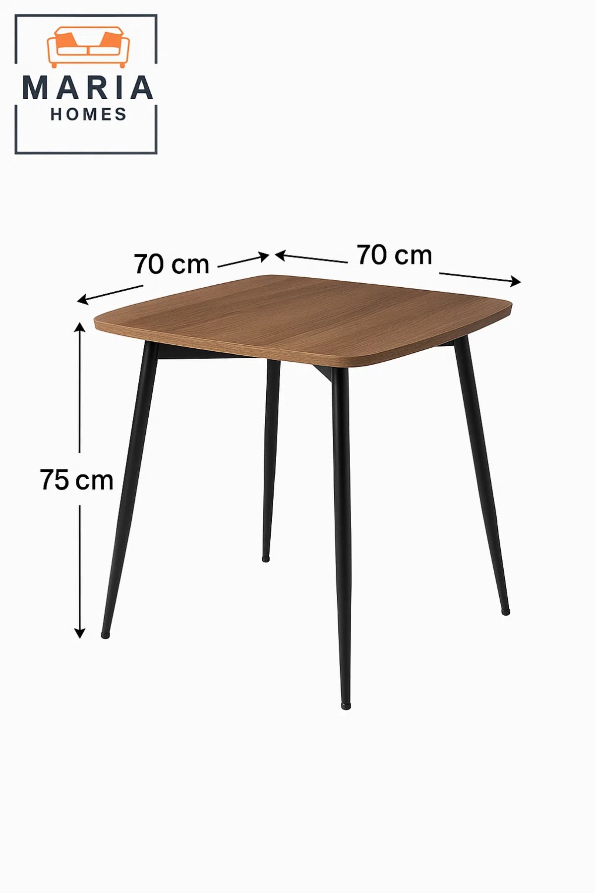 Square Wooden Side Table with Sleek Black Legs Ð Natural Finish
