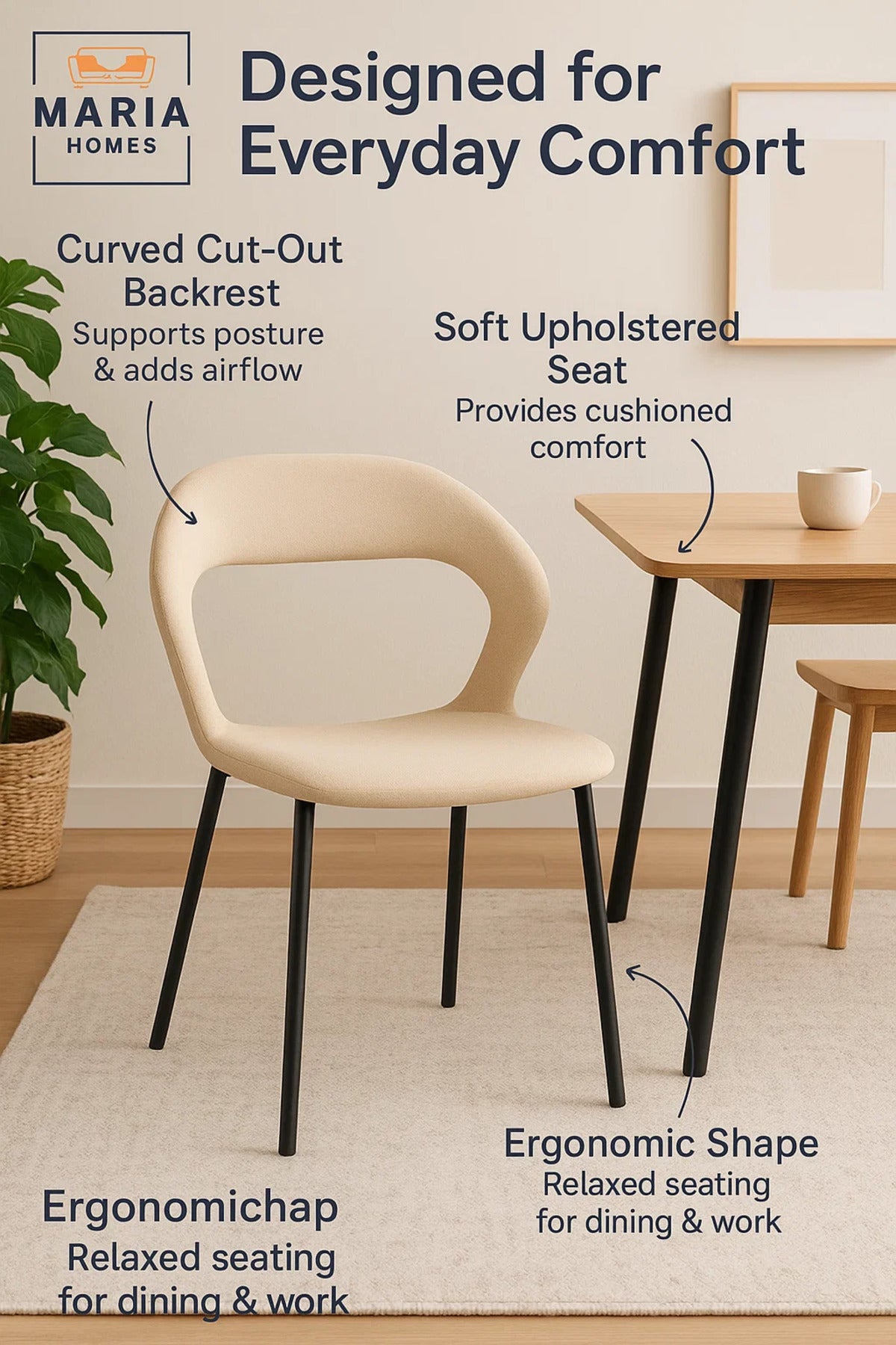 Modern Beige Upholstered Dining Chair