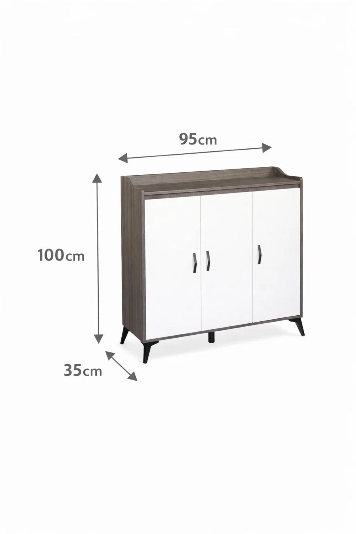 Modern Brown and White Shoe Cabinet Three Door Storage Organizer for Entryway Hallway 100x35x95cm
