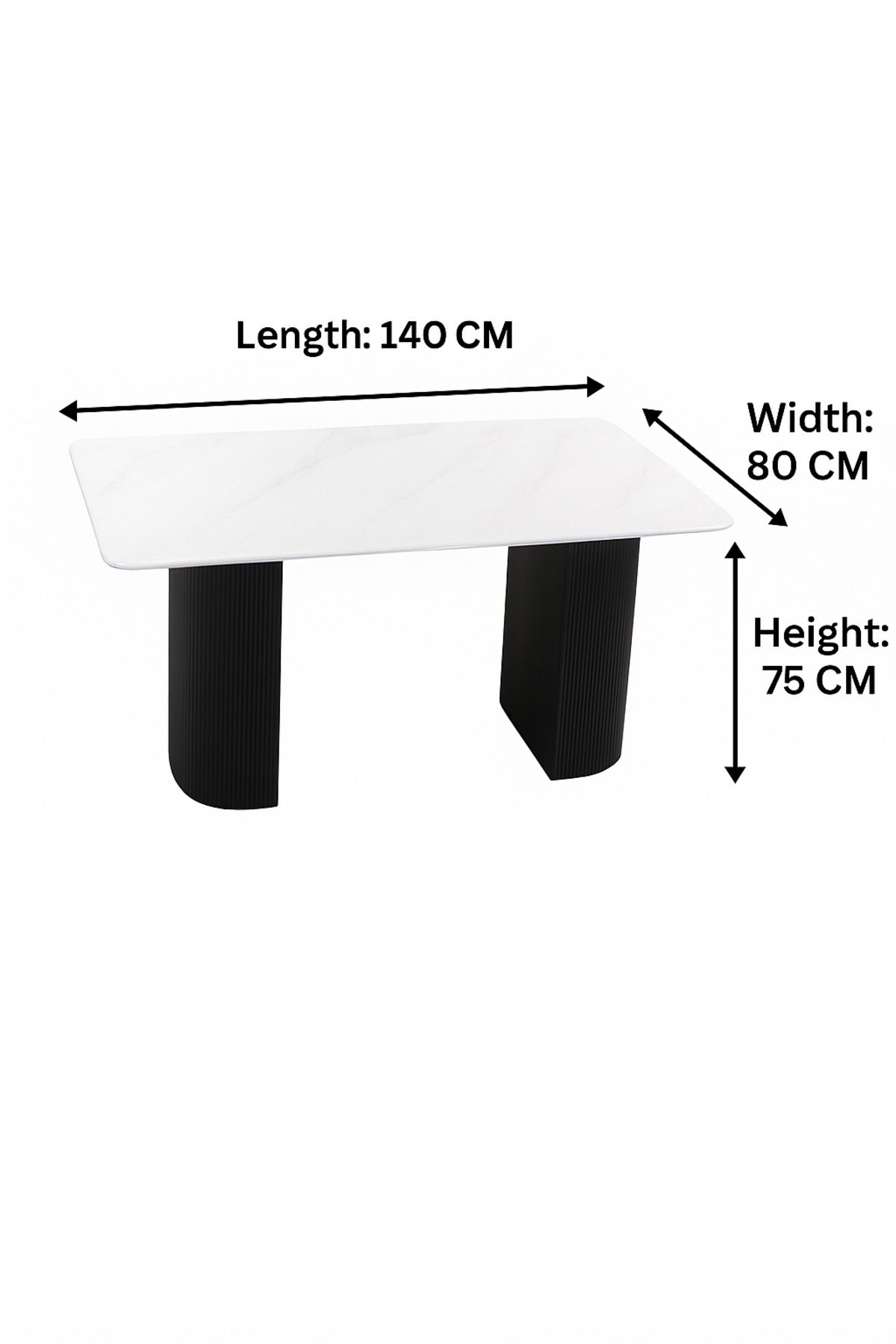 Luxury White Marble Dining Table with Black Base Ð 140_80 cm | Modern Rectangular Table for Home