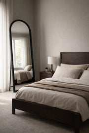 Black Wooden Frame Arch Standing Mirror 170x60cm Full Length Floor black wooden frame