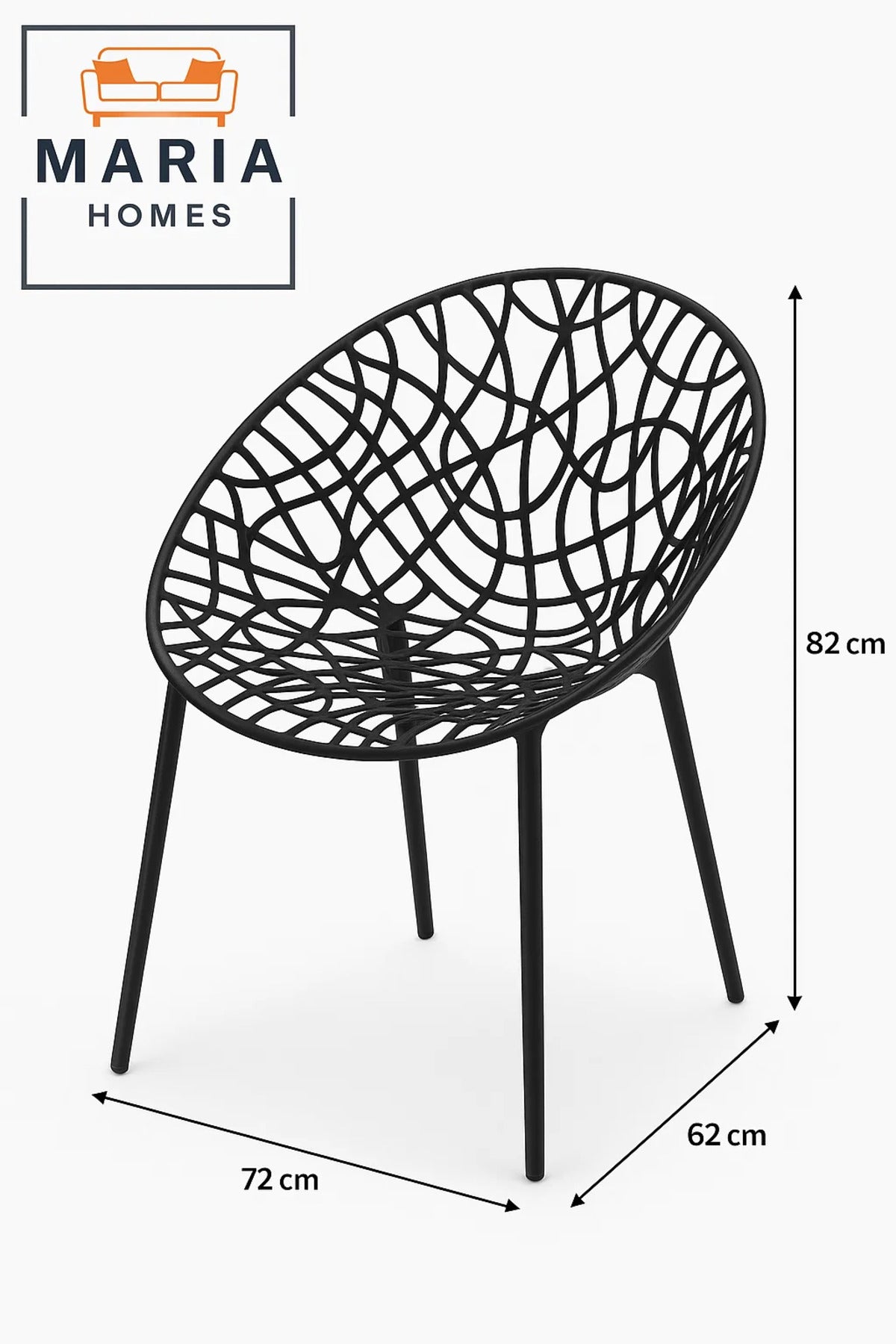 Modern Black Net Style Plastic Chair Ð Lightweight Outdoor & Indoor Seating