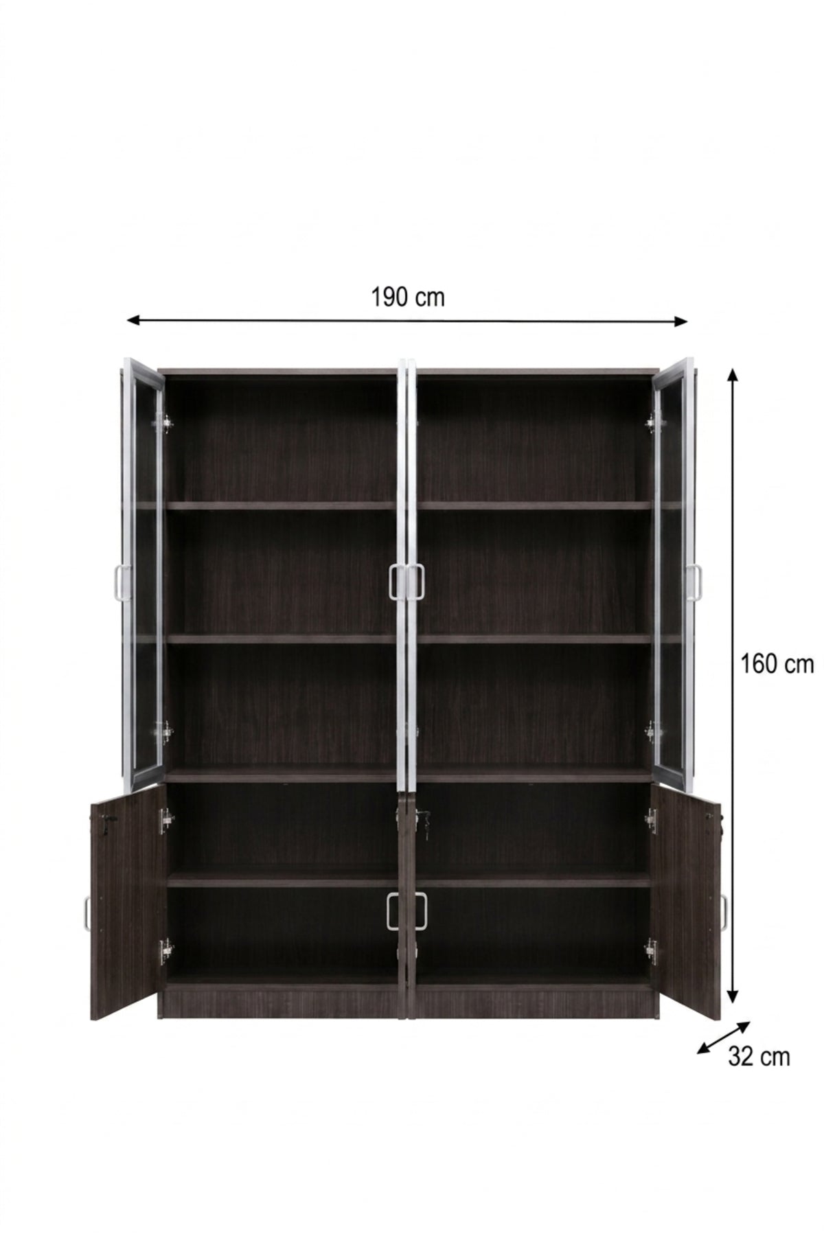 Modern Wooden Display Cabinet with Glass Doors √ê Office Storage Bookcase & Filing Cabinet
