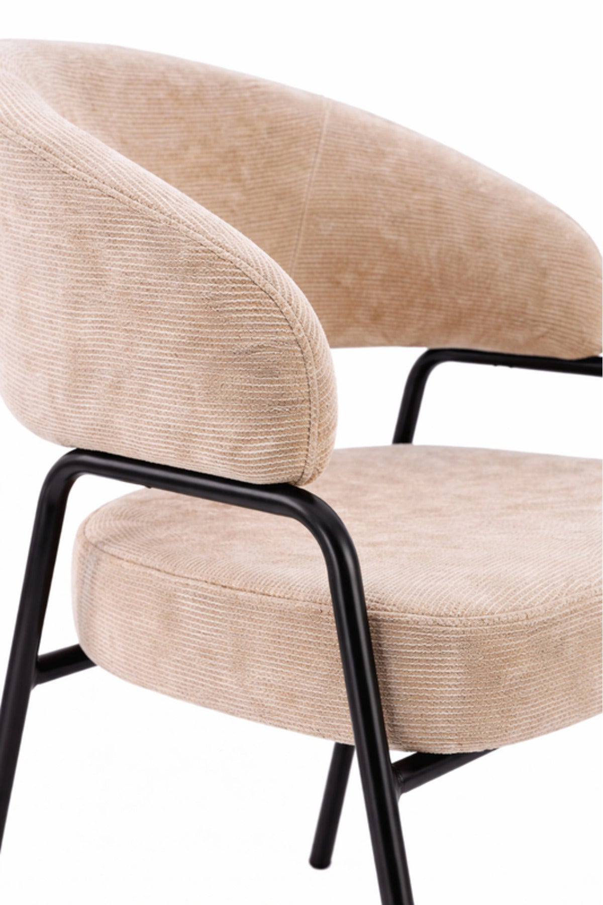 Light Beige Armchair with Black Metal Legs, 78x47x50 CM light beige armchair Dining