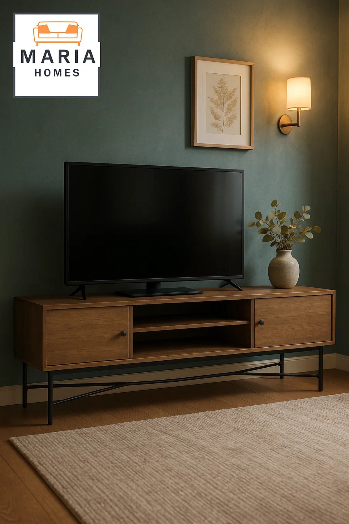 Industrial Style Brown TV Stand with Metal Base Ð 160x40x50 cm Modern Media Console