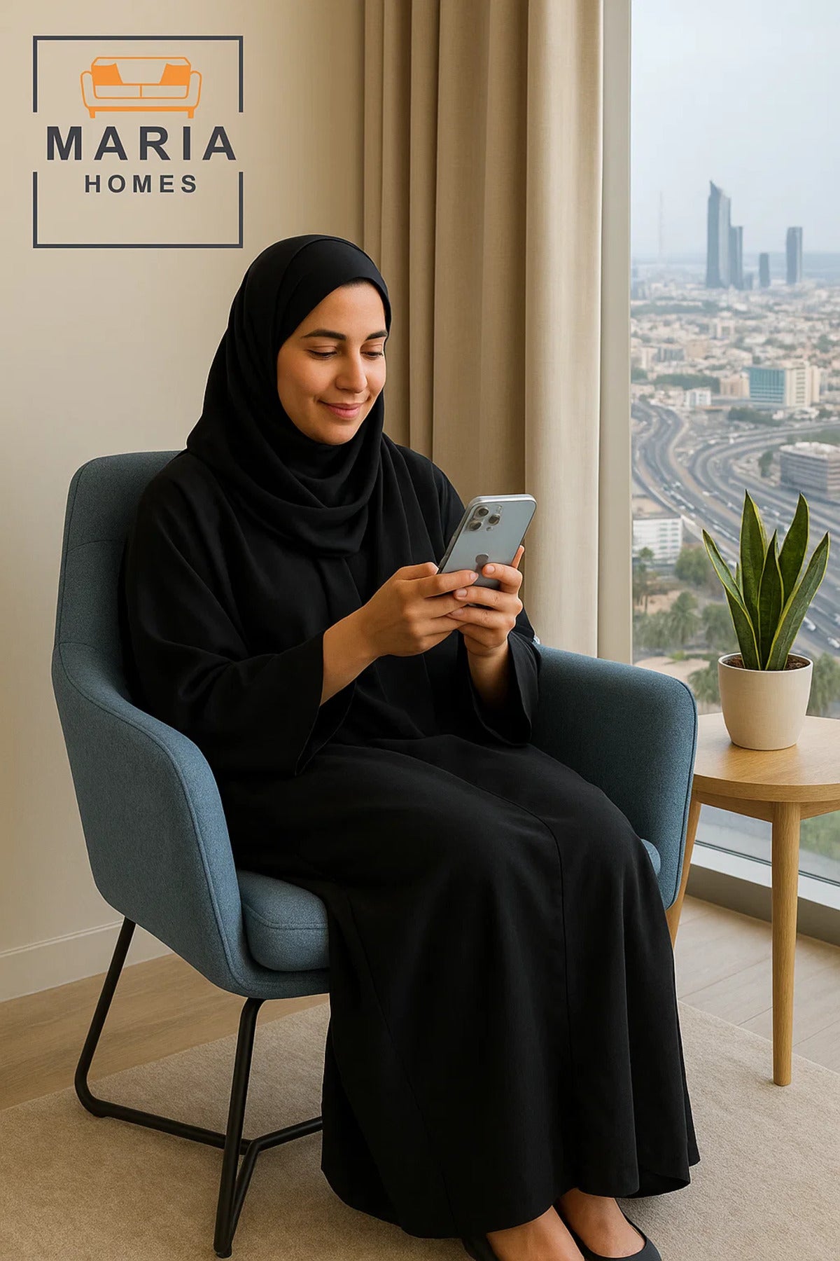 Blue Fabric Lounge Chair Ð Upholstered Armchair with Sled Black Metal Legs for Home, Office, or CafŽ