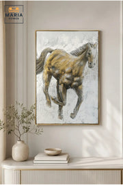 Luxury Horse Framed Wall Art Ð Modern Equestrian Decorative Painting for Living Room, Bedroom, Hallway & Office