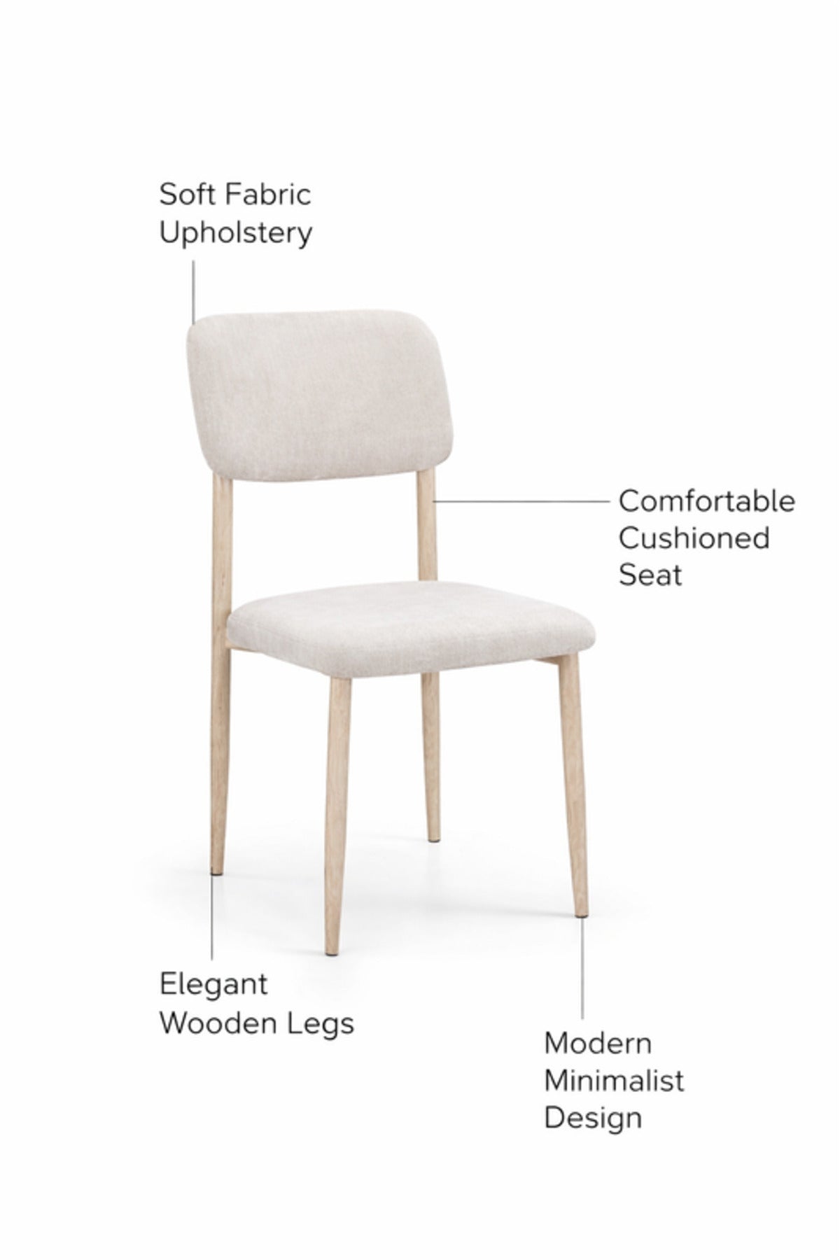 Beige Upholstered Dining Chair with Wooden Legs Modern Room beige upholstered dining