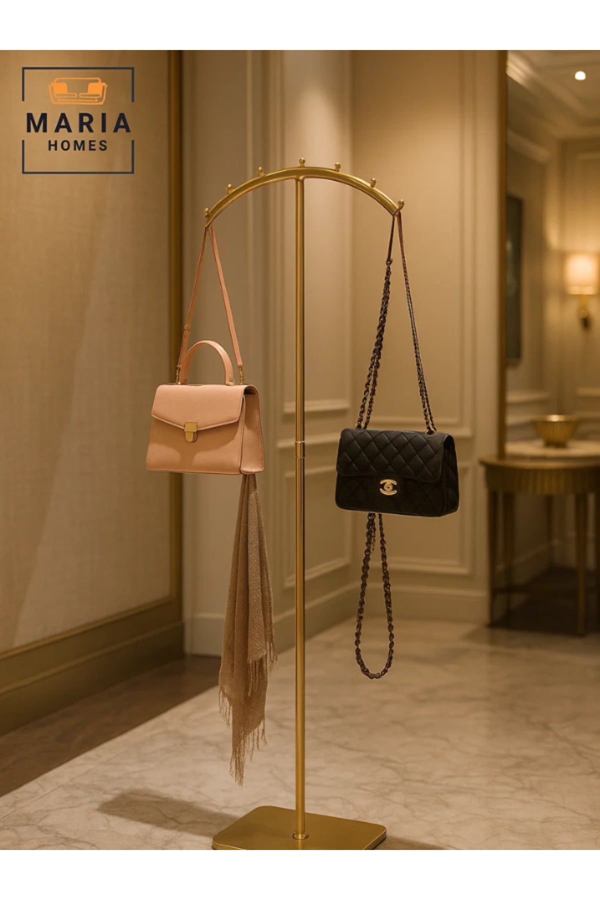 Gold Display Stand 180 cm Ð Modern Metal Garment & Accessory Rack for Clothes and Boutiques
