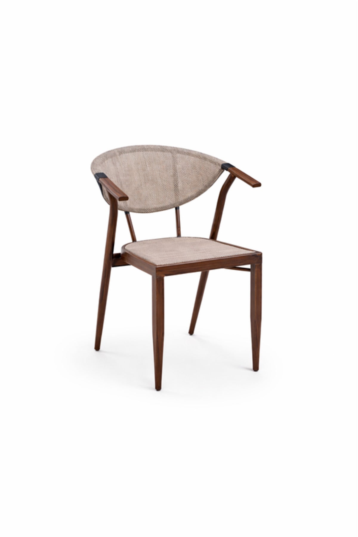 Beige and Coffee Modern Dining Chair with Mesh Back Armrests beige coffee Garden